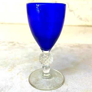 Morgantown Glass Cobalt Blue Vintage Golfball Cordial 1 Ounce Shot Glass Perfect